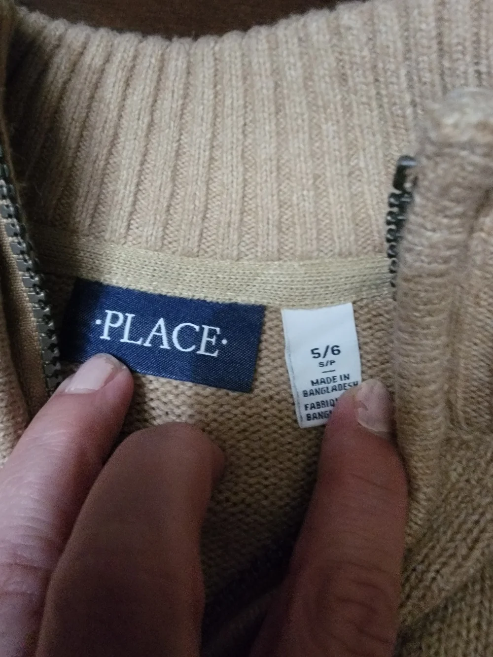 The Children's Place Beige Half-Zip Sweater